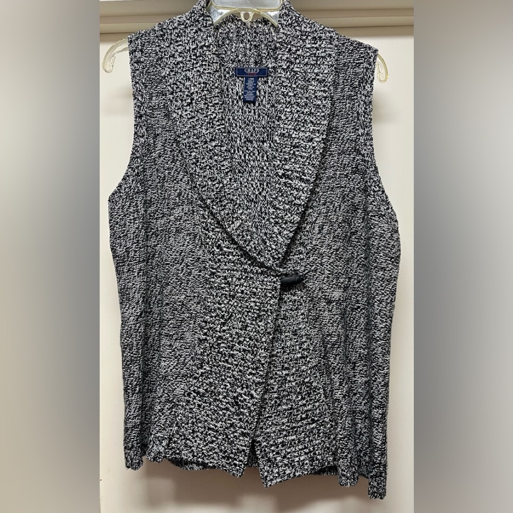 Chaps Black and White Cardigan Sweater